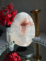 Pink druzy rainbow Amethyst geode 2483